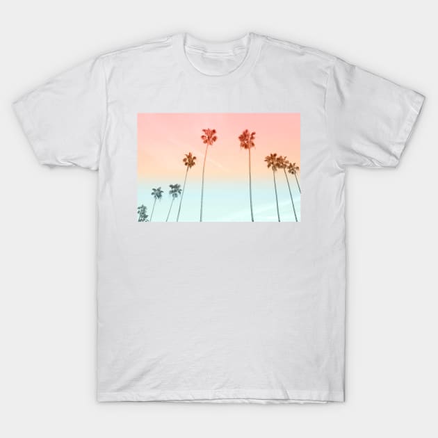 Cotton Candy Sky Palm Trees T-Shirt by PixDezines